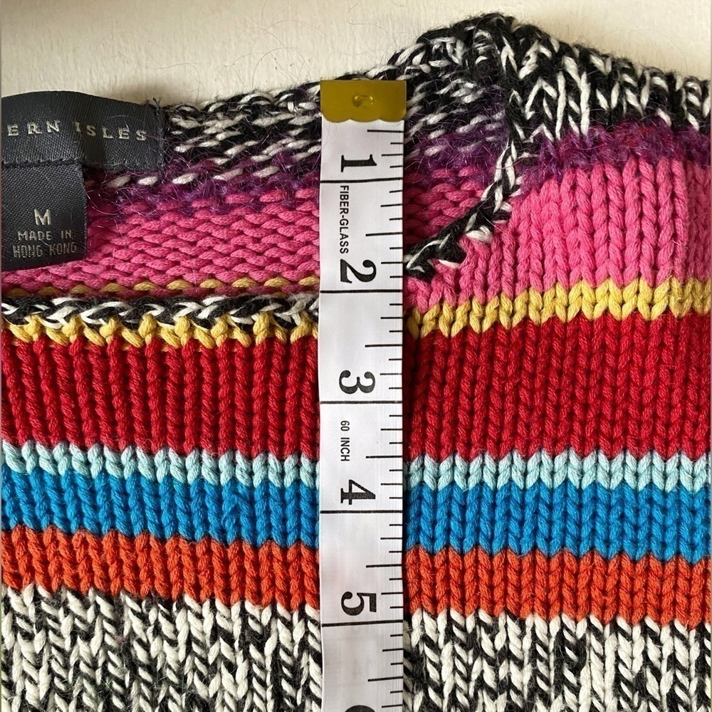 Northern Isles rainbow sweater striped womens size medium crew neck - Picture 10 of 12